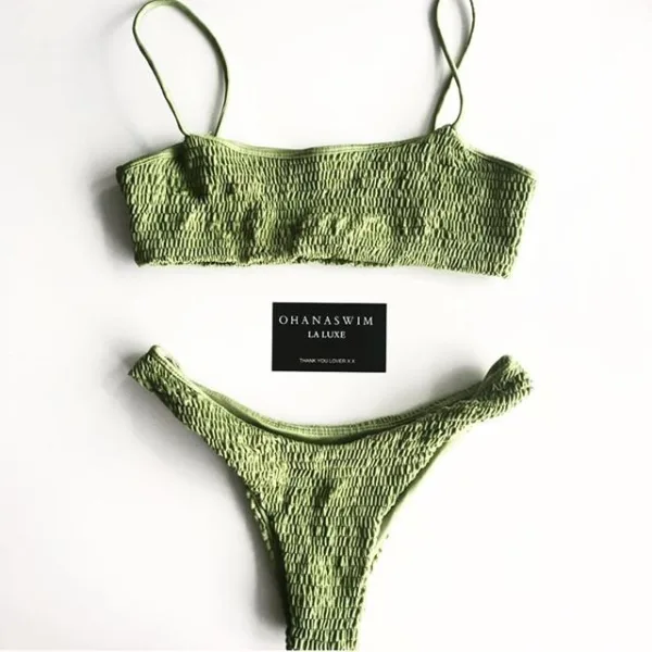 Pleated Triangle Bikini Set