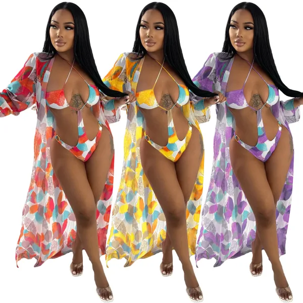 Sun-Drenched Printed Bikini and Cover-Up Set