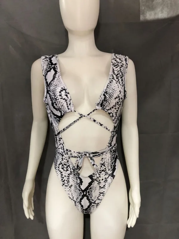 Serpent Print Strappy One-Piece Swimsuit