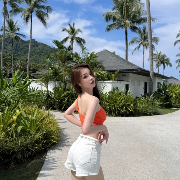 Solid High-Waisted Two-Piece Bikini Set