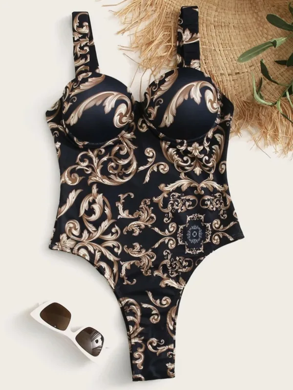 Midnight Bloom Underwire One-Piece Swimsuit