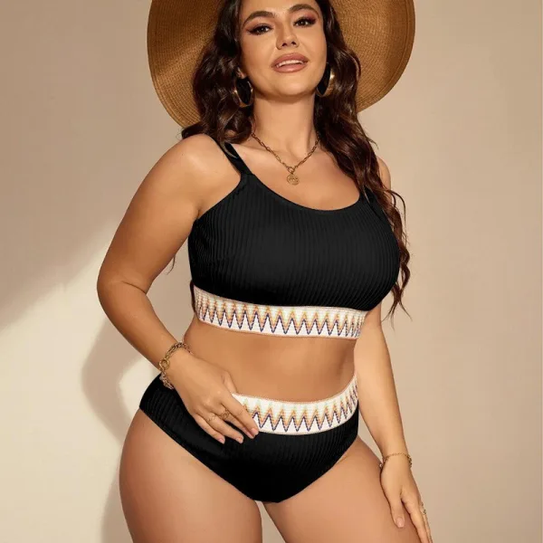 High-Waist Bikini Set in Solid Tones