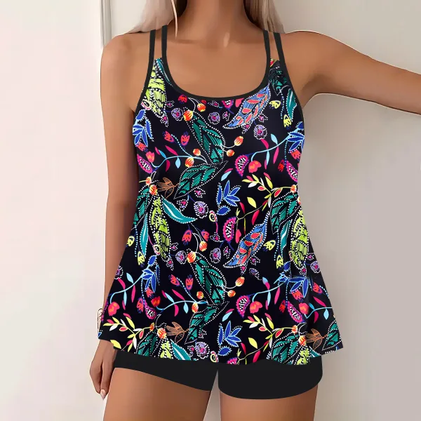 Printed Tummy-Control Two-Piece Bikini Set