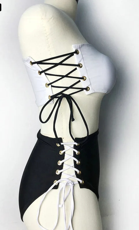 Monochrome Contrast One-Piece Swimsuit