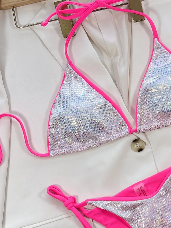 Luna Triangle Bikini Set in Silver