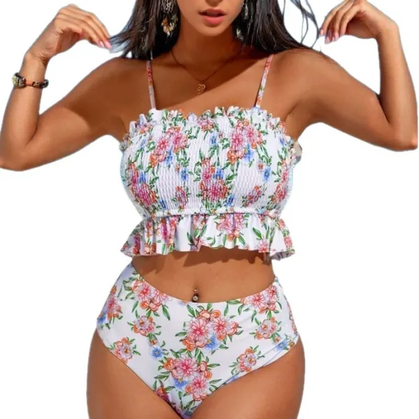 Ruffled Floral Two-Piece Bikini Set