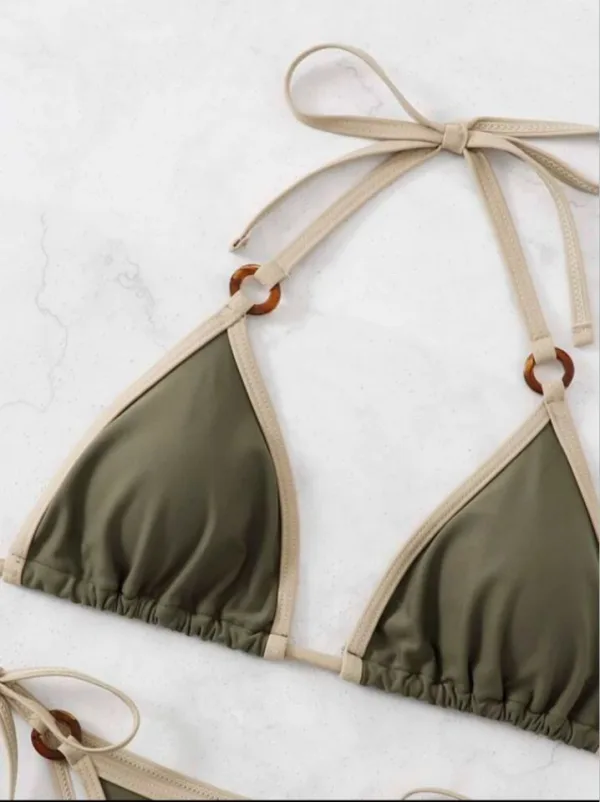 Solid Hue High-Elasticity Bikini Set
