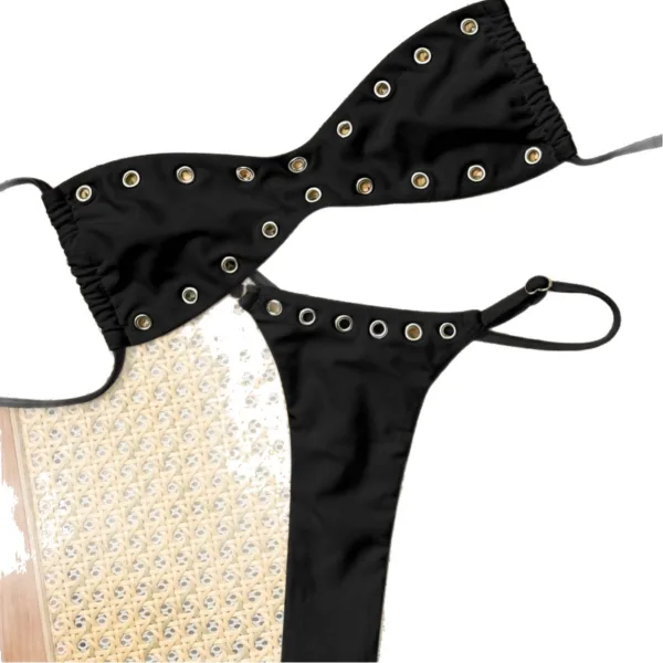 Bandeau Backless Lace-Up Bikini Set