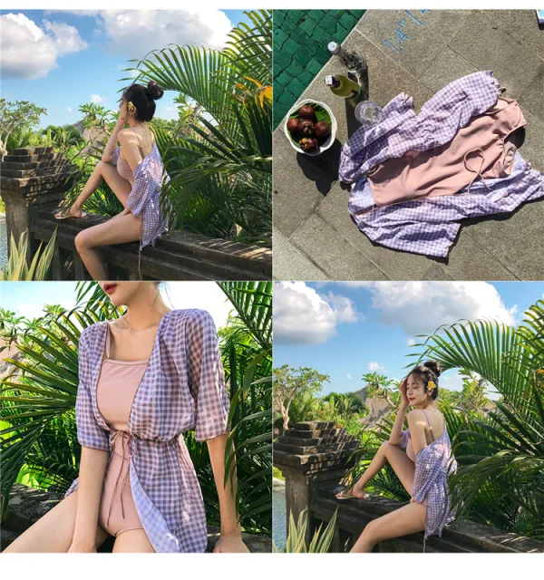 Triangle One-Piece Swimsuit in Classic Pink