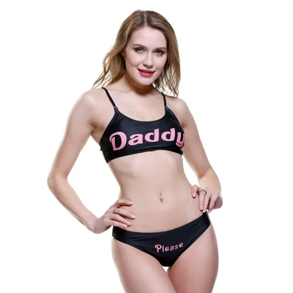 Alphabetic Print Two-Piece Bikini