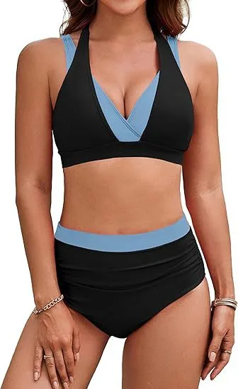 Color Block Two-Piece Bikini Set