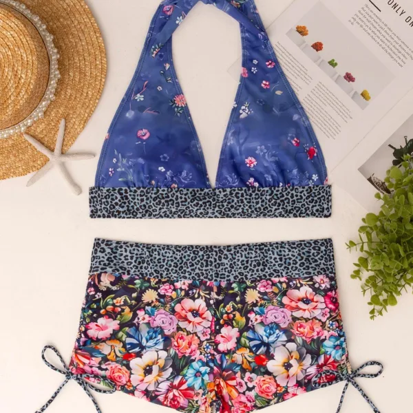 Halter Bikini Set with Playful Prints
