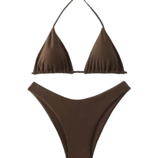Classic Solid Bikini Set with High-Cut Briefs
