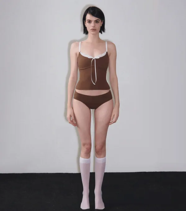 Lace-Trimmed One-Piece Skirted Swimsuit