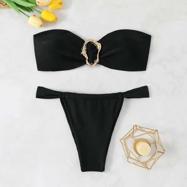 Bandeau Bikini Set in Solid Colours
