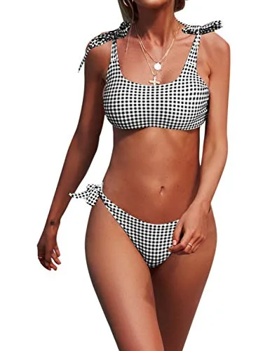 Retro Plaid Bow Two-Piece Bikini