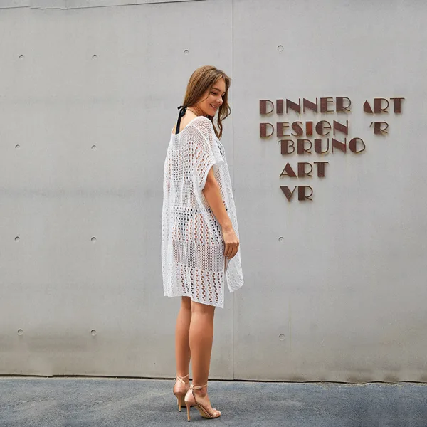 Irregular Knit Cutout Beach Cover-Up