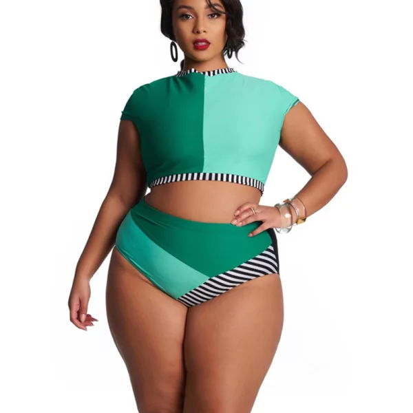 Mosaic Print High-Waisted Bikini Set