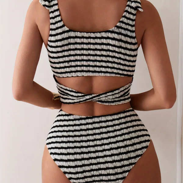 Luna Striped Tube Top Bikini Set