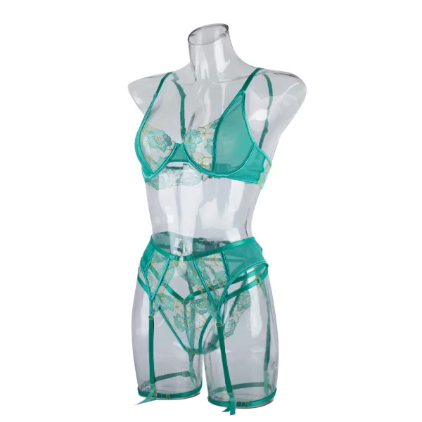Embroidered Bikini Set in Light Green