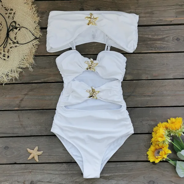 Pure White One-Piece Swimsuit and Coordinating Cover-Up