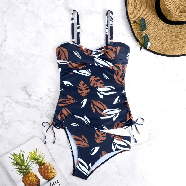 Printed Two-Piece Bikini Set with Skirted Bottom