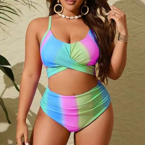 Gradient Cross-Strap Bikini Set