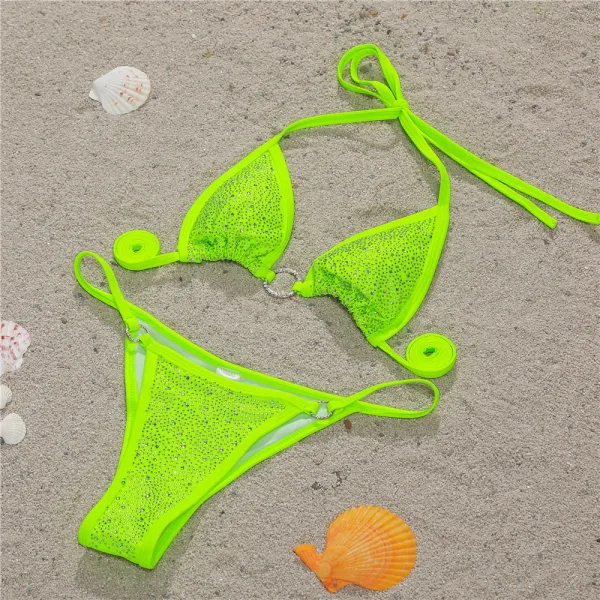 Astra Lace-Up Bikini Set with Diamond Embellishment