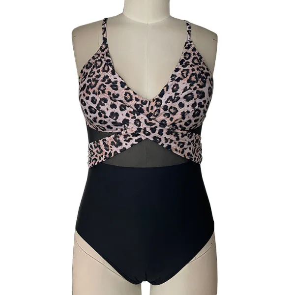 Mesh Spliced Backless One-Piece Swimsuit