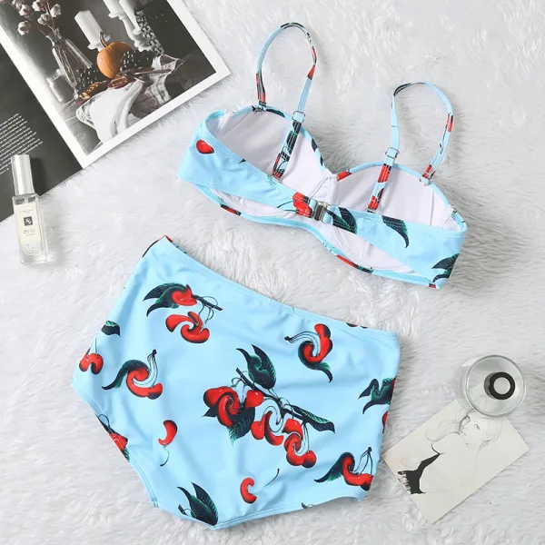 Cherry Print High-Waist Bikini Set