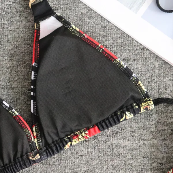 Metallic Print Strappy Bikini Set