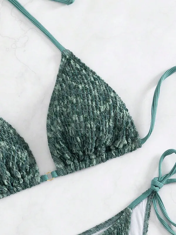 Halter Strap Bikini Set with Backless Detail