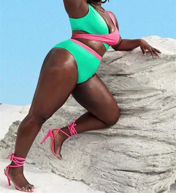 Luna High-Waist Bikini Set with Cross-Front Detail
