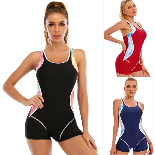 Sporty Colour-Block One-Piece Swimsuit