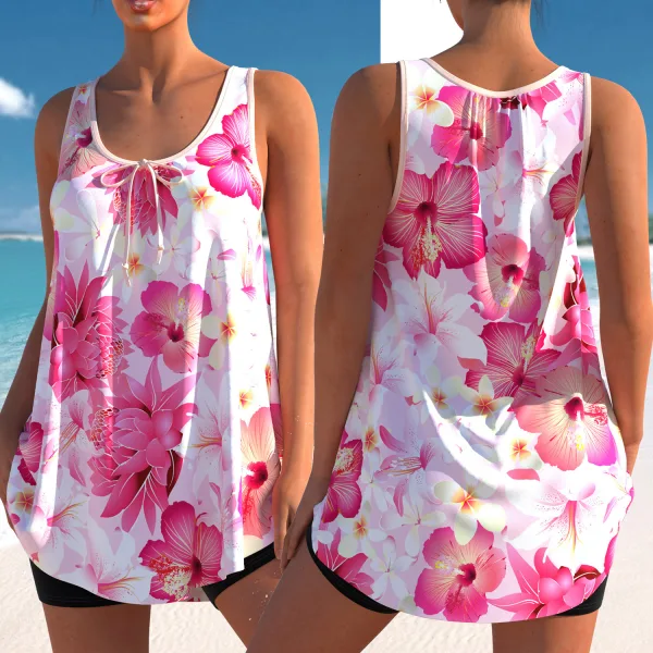 Luna Printed High-Waist Tankini Set