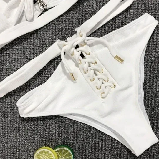 Banded Bikini Set in Classic White