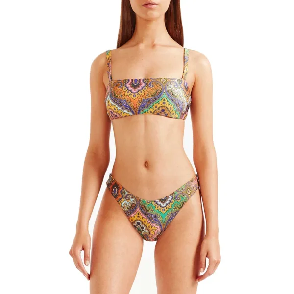 Printed Tube Top Bikini Set