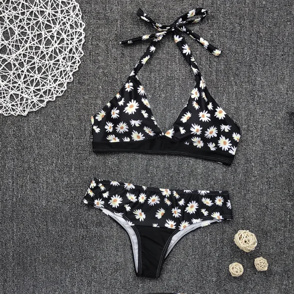 Sunflower Print Two-Piece Bikini Set