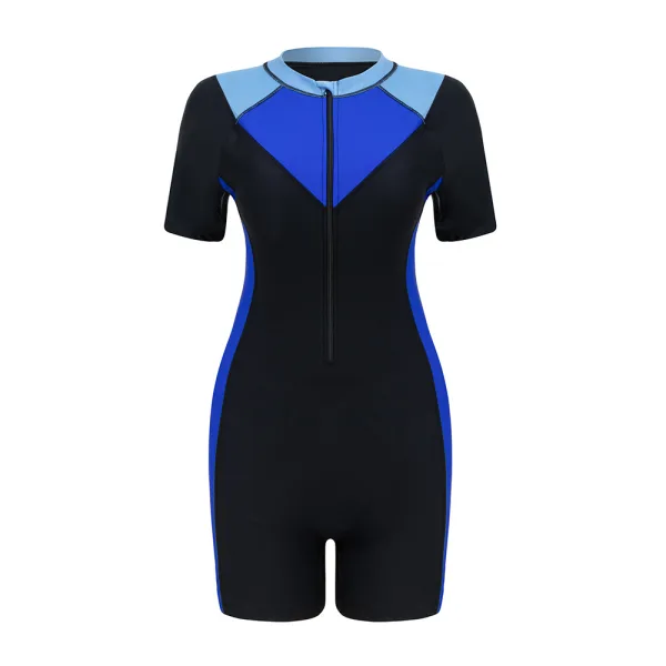Athletic Short-Sleeve One-Piece Swimsuit