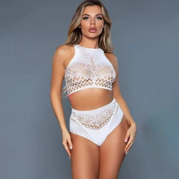 Fishnet Bikini Set with Cut-Out Detailing