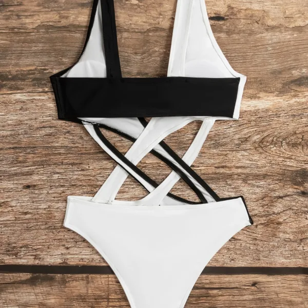 Versatile Color-Block One-Piece Swimsuit
