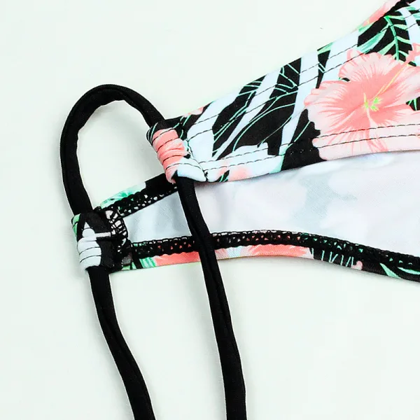 Botanical Print Halter Bikini Set