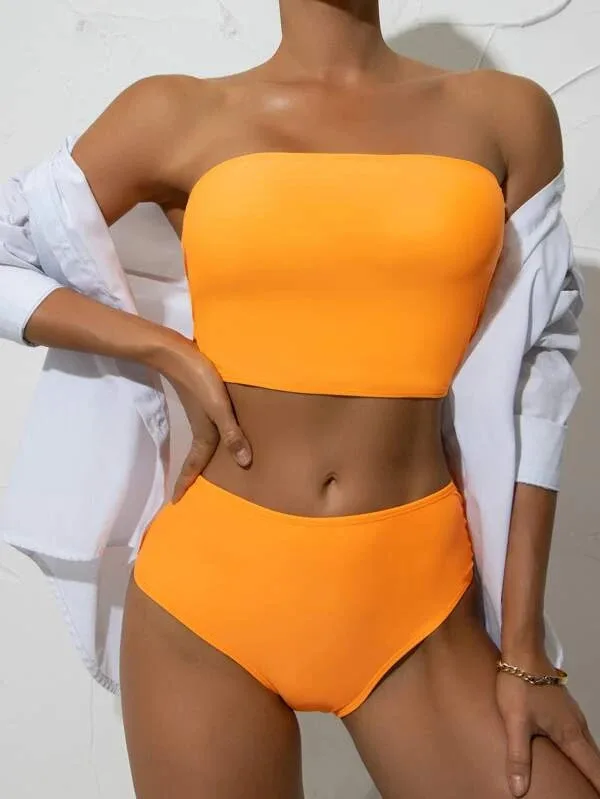 Split Strap High-Waisted Bikini Set