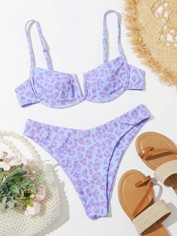 Leopard Print Bikini Set with Supportive Underwire