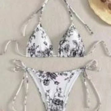 Ink Print Halter Bikini Set