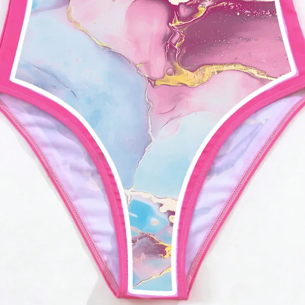 One-Piece Swimsuit in Pink Print