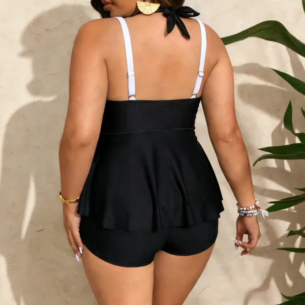 Monochrome Bow Strap One-Piece Swimsuit