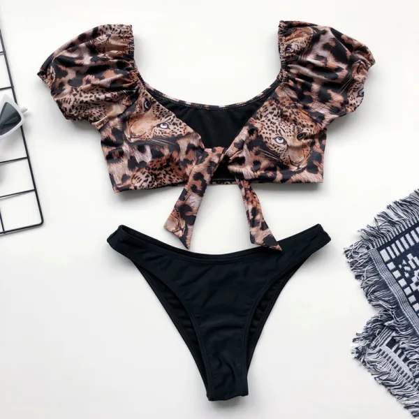 Contrast Print Bikini Set