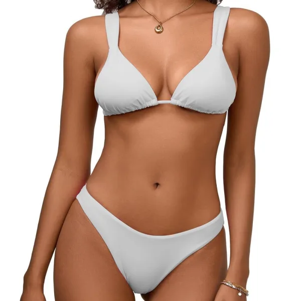 Solid Lace-Up Bikini Set