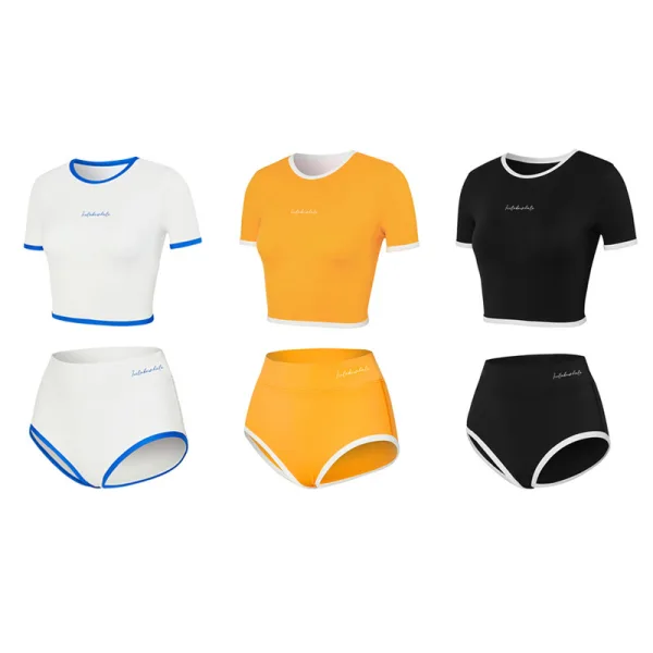 High-Waist Short Sleeve Bikini Set